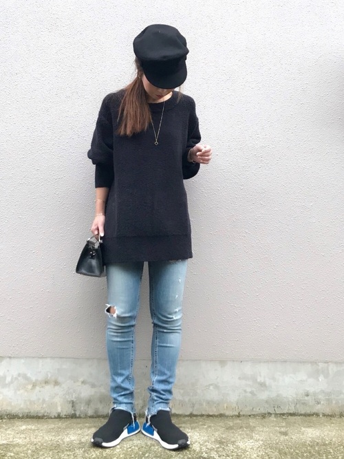 Today’s Outfit ゆるニットにダメージデニム スニーカー シンプル 大人カジュアル コーデ 2017.11.9