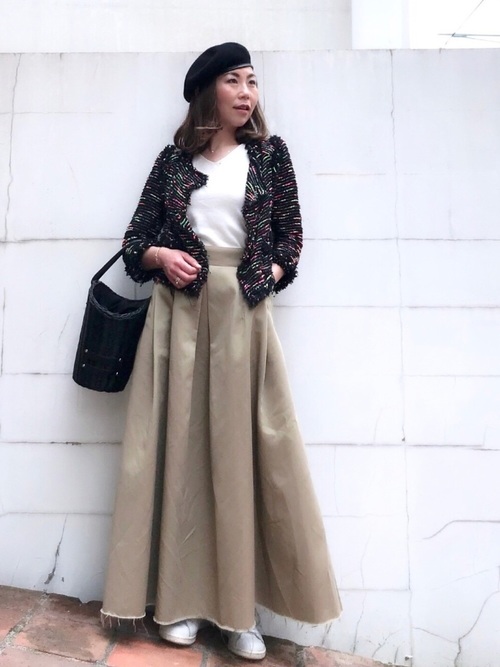 Today’s Outfit チノスカート×ツイードジャケット 春 大人カジュアル コーデ 2018.3.24