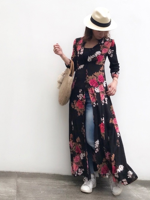 Today’s Outfit 夏の定番 花柄ワンピース×デニム＋スニーカー 大人カジュアル コーデ 2018.5.24