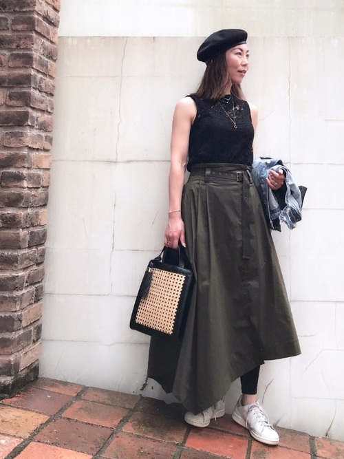 Today’s Outfit レーストップス×ラップスカート＋レギンス 大人カジュアル コーデ 2018.6.7