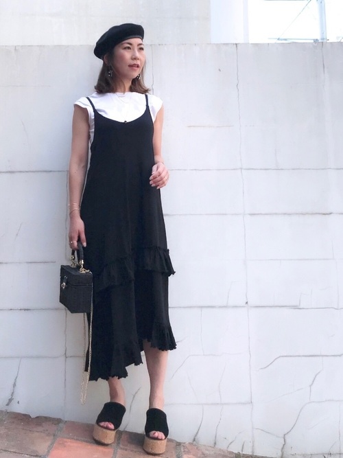 Today’s Outfit キャミワンピで定番モノトーン 大人カジュアル コーデ 2018.8.6