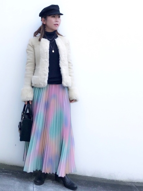 Today’s Outfit ムートン×ロングスカート 冬 大人カジュアル コーデ 2018.12.12