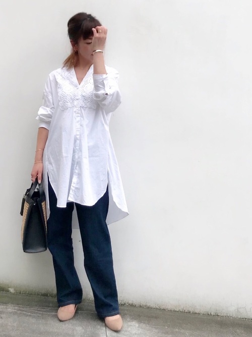 Today’s Outfit シンプル 白シャツ×デニム 大人カジュアル コーデ 2019.7.7